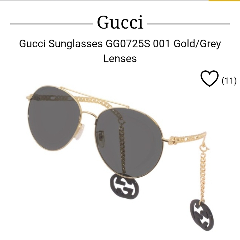Gucci Gold and Gray Sunglasses